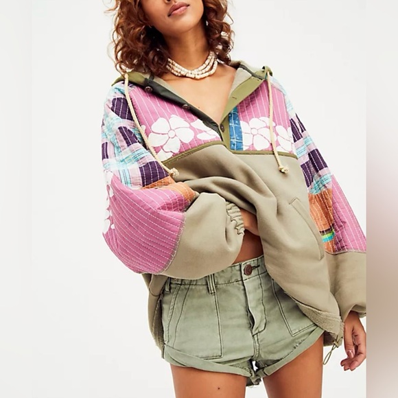 We The Free Tops - Free People We The Free Near and Far Hoodie Kantha Inspired Sz Medium